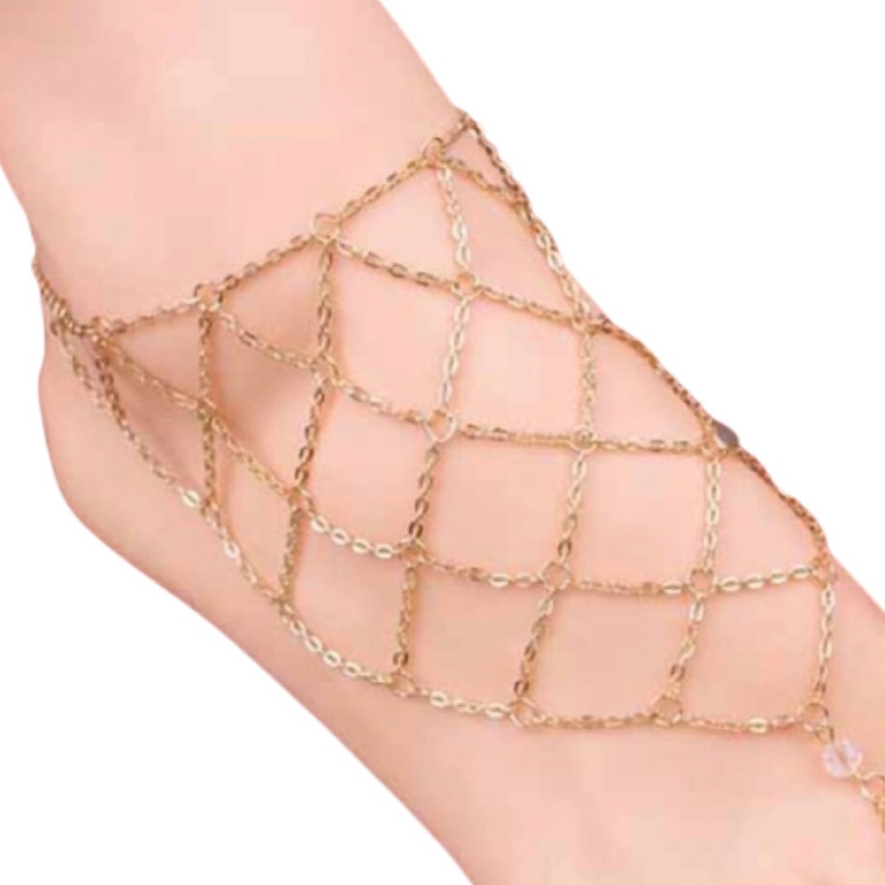 bohemian barefoot sandal l jewelry foot chain gold